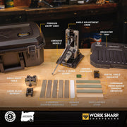 Work Sharp Professional Precision Adjust Elite Knife Sharpener Kit, Fixed Angle 15 to 30, 10-Piece Abrasive Set, Metal Construction, Black, Includes Carry Case WSBCHPAJ-PRO-ELT-ATL