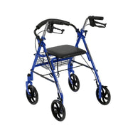 4-Wheel Walker Rollator with Fold Up Removable Back Support in Blue