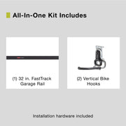 Rubbermaid FastTrack Garage Storage System, 5 Steel Rails, 15 Hooks, Black/Grey, 1910371