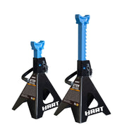 Hart T46002C Double Locking Steel Jack Stands, 6-Ton Capacity, Ratchet Height Adjustable 15-3/8 to 23-13/16 in, Black and Blue, Pair