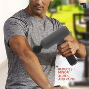 Sharper Image 1018499 PowerBoost Sport Plus Massage Gun, Deep Tissue Percussion, 7 Speed Settings, 5 Attachments, Black