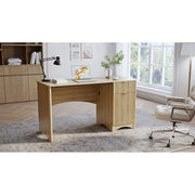 Bestier 47 in Computer Desk with Drawer, Storage Cabinet, Fluted Panel Design, Brown Oak