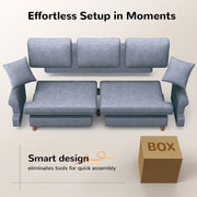 HOMSHADE 87 Sofa Couch, Extra Deep Seat, Linen Fabric, Round Arms, Blue Gray, Includes 2 Pillows, MJSF01-GY