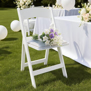 Mainstays White Resin Folding Chairs with Padded Seat, Lightweight Foldable Design, Antiskid Rubber Feet, Set of 4
