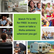 Mohu Gateway Plus Amplified Indoor HDTV Antenna, 60-Mile Range, Multi-Directional UHF VHF Reception, LED Signal Indicator, Warm Grey, Includes 10ft Coaxial Cable and USB Power Injector, GATEWAYXG
