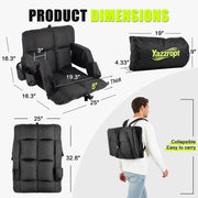 HUSGW Stadium Grandstand Seat, 2 Pcs, Adjustable Backrest with Lumbar Pillow, Double Armrests, Multifunctional Storage, Portable Foldable Outdoor Chair