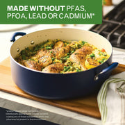 Farberware Easy Clean 14 Inch Ceramic Nonstick Large Family Pan / Saute Pan with Glass Lid, Blue - High Performance Design