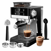 Bluebow Semi-Automatic Espresso Machine with Built-in Burr Grinder, 20 Bar Pump, Milk Frother, Electric Touchscreen, Black, CM5520