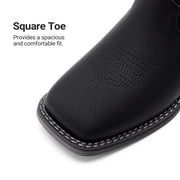 Dream Pairs Women's Cowboy Boots, Mid Calf, Wide Square Toe, Embroidered Black, 1.38-Inch Block Heel