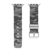 American Exchange Mens Metal Mesh Smartwatch Band for Apple Watch 42mm and 44mm, Grey Camo and Silver, 133S-40-SGR