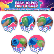 Power Your Fun Glitter Gobblers Blind Box Squishy Toys 6 Pack, Interchangeable Glitter-Filled Toys for Kids - 3 Years and Up