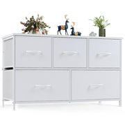 EDX 6U71XV4Y8OQG 5 Fabric Drawers Dresser, Storage Organizer Small Cabinet for Living Room, Bedroom, White