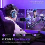 FIFINE AM8 Gaming Microphone Kit, USB XLR Dynamic Microphone, Boom Arm Stand, RGB Lighting, Headphone Jack, Phone Holder, Black, AM8T