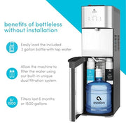 Avalon Bottom Loading Water Cooler with Filtration, Hot Cold Room Water, Stainless Steel, 3-Gallon Bottle, A3F