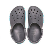 Crocs 205089-1T9  Bayaband Clog, Unisex, Charcoal/Multi, Lightweight EVA, Pivoting Heel Strap, Water-Resistant, Size 6 UK M/7 UK W