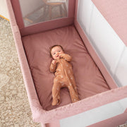 Baby Delight Lunaire Full Size Crib, Dual Function Crib and Playard, GOTS Certified Organic Cotton, Breathable Mesh Walls, Tool-Free Assembly, Dusty Rose