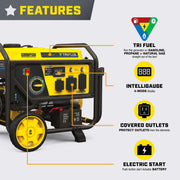 Champion Power Equipment 4000-Watt Electric Start Tri Fuel Portable Generator with CO Shield, RV Ready, Multicolor, 201223