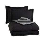 Mainstays All in One Reversible Comforter and Sheet set- 7 Piece, King, Black - Machine Washable