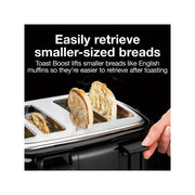Proctor Silex Toaster with Wide Slots & Toast Boost, 4-Slice, Black