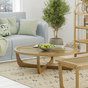 Beautiful WL-BT-001 Rattan & Glass Coffee Table with Solid Wood Frame by Drew Barrymore