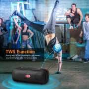 GCZ BT108 Portable Wireless Bluetooth Speaker, 40W, Dual 2-Inch Drivers, Bluetooth 5.4, IPX7 Waterproof, 24-Hour Battery, Black