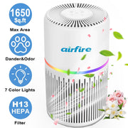 AIRFIRE Air Purifiers for Home 1650sq.ft HEPA Air Purifiers for Bedroom, Pollen, Wildfire/Smoke, AP206, White