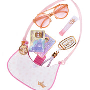 Disney Princess Style Collection Trendsetter Shoulder Purse, Pink, Includes Six Pretend Play Accessories, 9 in