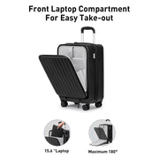 WEPLUS Front Open Carry On Luggage with Laptop Compartment, TSA Lock, 360 Spinner Wheels, 20-Inch Lightweight Hardside Suitcase