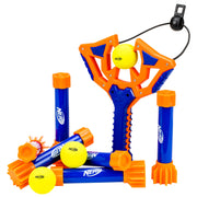 Franklin Sports Nerf Slingshot Challenge Toy Slingshot Target Game with Foam Balls and Target Pins, Blue White Orange, 82109
