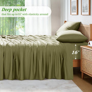 AiAngu Bamboo California King Sheet Set, Luxury Soft 4 Pieces with 16in Deep Pocket, Sage Green, AIABMSJTCKSG