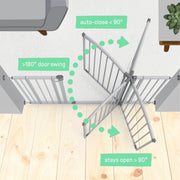 Kids2 Summer Infant Extra Tall Wide Safety Pet and Baby Gate, Gray, Fits 29.5-53 in Wide Openings, 38 in Tall, Walk-Thru Door with Auto-Close and Dual Mounting Options