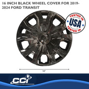Coast2coast Wheel Cover Set, 16 Inch, 5 Split Spoke, Gloss Black Painted, Automotive Grade ABS Plastic, 4 Pack, Fits 2019-2020 Ford Transit IWC54316BLK