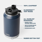 YETI Rambler Gallon Jug 2.0, Vacuum Insulated Stainless Steel Sports Water Bottle, Leakproof MagDock Chug Cap, Blue Camo