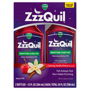 ZzzQuil Nighttime Sleep Aid Liquid, Diphenhydramine HCl 50mg, Calming Vanilla Cherry Flavor, 24 Fl Oz Pack of 2