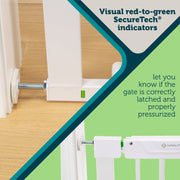 Safety 1st Pressure-Check Baby Gate with SecureTech Visual Indicators, White, Adjustable 29-38 in, Quick-Lift Handle, GA145WHO1