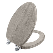 Home Solutions Elongated Distressed Gray Wood Veneer Toilet Seat with Slow Close Lid and Chrome-Plated Hinges, 11718