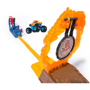 Monster Jam El Toro Loco Long Jump Playset, Exclusive Edition, Includes Die-Cast Truck, Ramp Launcher, Flaming Ring & Crush Cars, Stunt Toy for Kids Ages 3+ by Spin Master