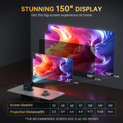Cshidworld Projector, Native 1080p with 4K Support, 10000 Lumens LED, Dual Band WiFi 5, Bluetooth 5.1, Auto Focus, Keystone Correction, 150in Display, M04