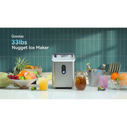Goosiay Mini Countertop Nugget Ice Maker, Portable, Stainless Steel, 33 lbs Daily Output, Soft Chewable Pellet Ice, HZB-15NG