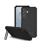 onn. WIA25B36010084 Rugged Phone Case with Built-In Kickstand for Samsung Galaxy S25 - Black