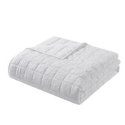 Mainstays Crinkle Box Soft Wash Microfiber Quilt, Hypoallergenic, All-Season, White, Full/Queen, MSS466170522037