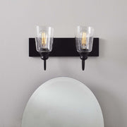 Elong International Inc BHS136179061021 Better Homes & Gardens 16-Inch Farmhouse 2-Light Bronze Vanity Light with Seeded Glass Shades