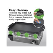 Hamilton Beach Professional Cast Iron Electric Grill, 10 x 16 Preseasoned Cooking Surface, Adjustabl