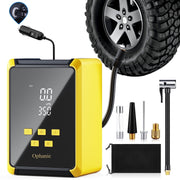 Ophanie 12V DC Tire Inflator, 160 PSI Pressure Gauge, Dual Digital Display, Automatic Shutoff, Emergency LED Light, Compact Design, Powered by Cigarette Lighter