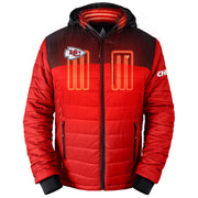 ActionHeat Men's Heated Insulated Puffer Hoodie Jacket, Red Kansas City Chiefs, 5V Battery Powered, Water-Resistant, Full-Zip, AHKC5CPJ-MRBM