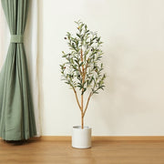 DR.Planzen 4 ft Artificial Olive Plants with Realistic Leaves and Natural Trunk