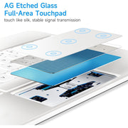 AEL Keyboard Case for iPad 11th and 10th Generation, Magnetic Floating Stand, Multi-Touch Trackpad, 7-Color Backlit, Stain Resistant White PU