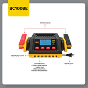 EverStart BC100BE Car Battery Charger, 100 Amp Automatic, Compatible with 12V AGM, GEL, WET, LiFePO4 Batteries, LCD Display