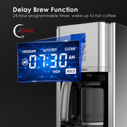 AIRMSEN CM1705BATE 12 Cups Programmable Drip Coffee Maker, Stainless Steel