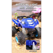 HNH 1:16 Scale RC Monster Truck, All-Terrain Off-Road Vehicle with Dual Rechargeable Batteries, Multi-Color Lights, Spray Function, Anti-Collision Bumpers, 2.4GHz Remote Control